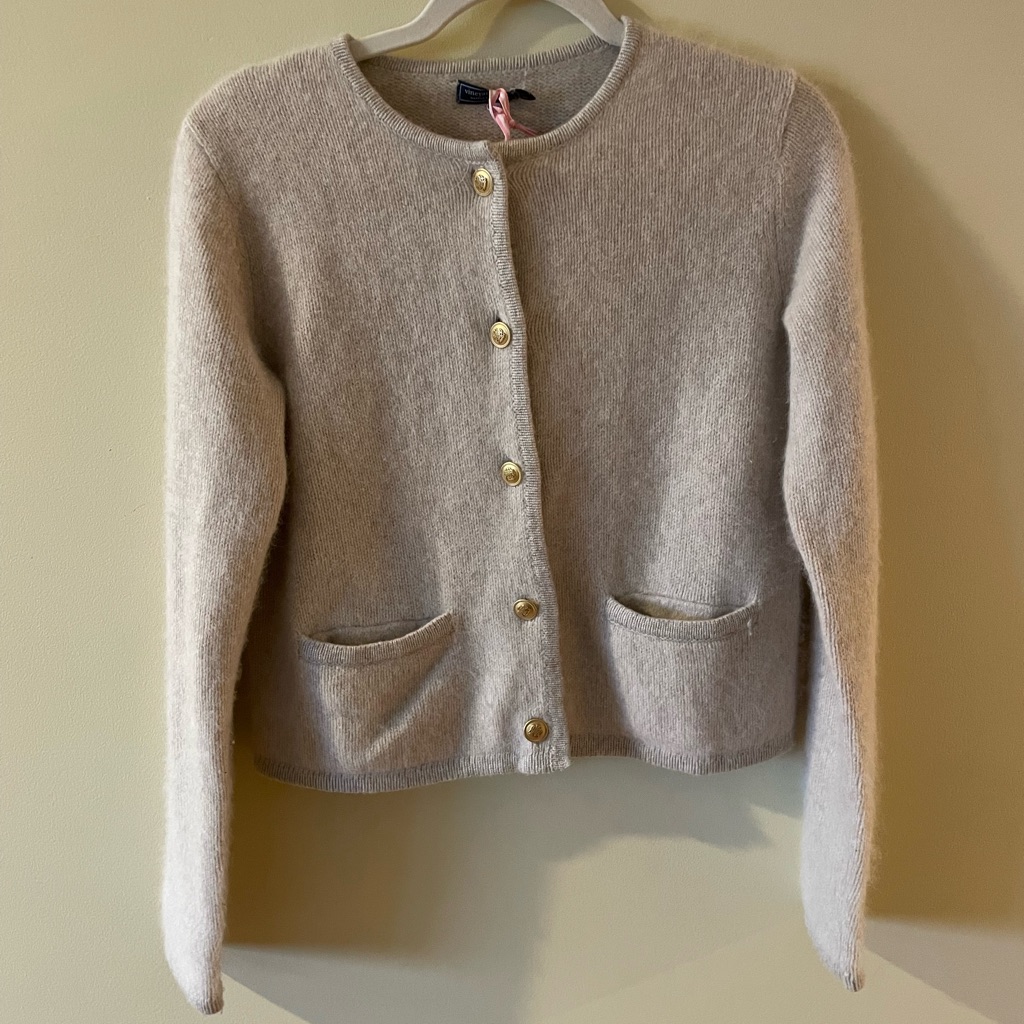 Nwt Vineyard Vine Women's Wool Beige Cardigan Sweater Size Small